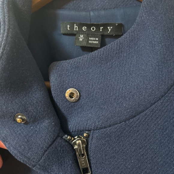 Theory Navy Wool Coat medium - Picture 2 of 4